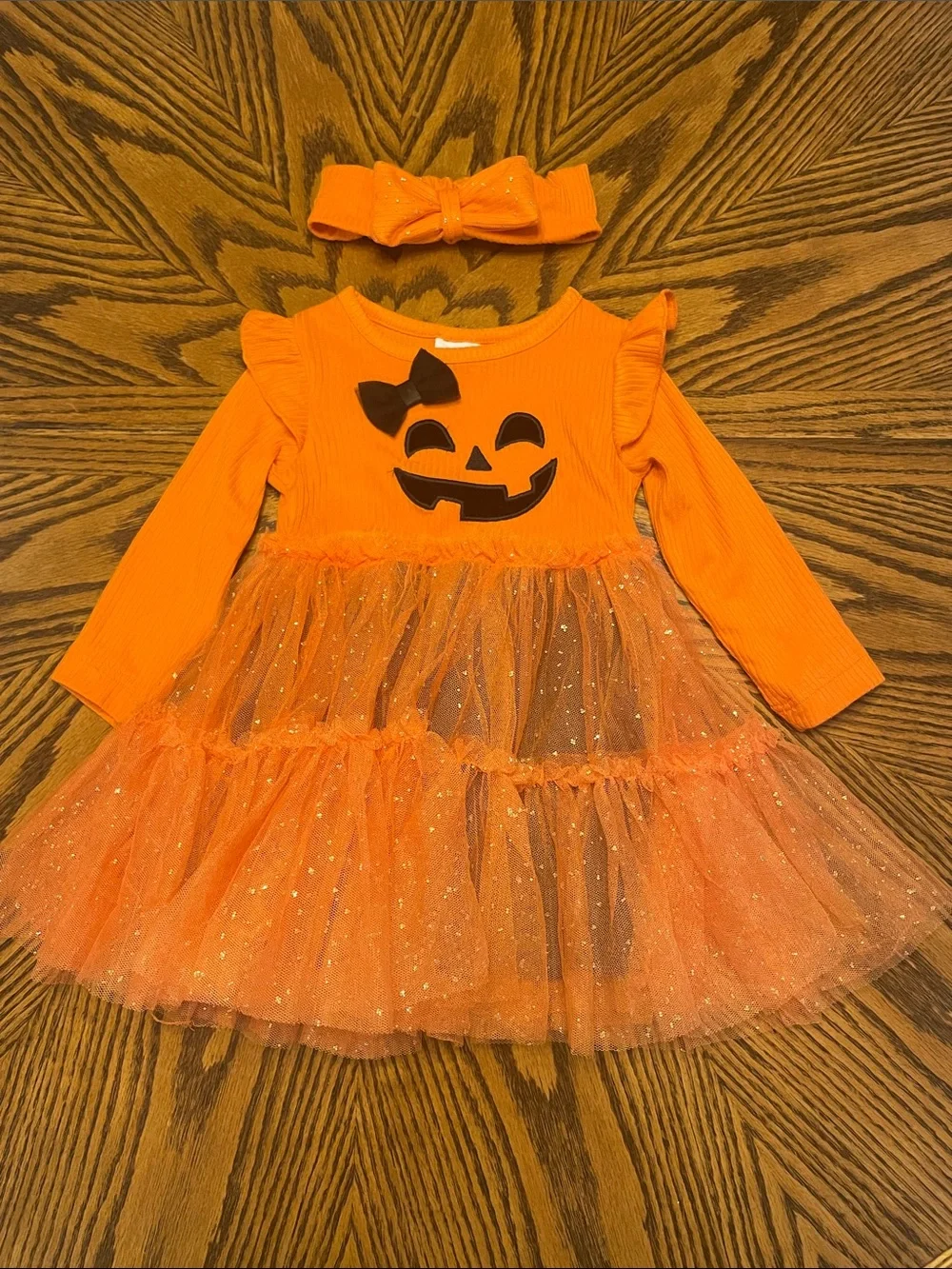Joyful Moments | Dresses | Infant Girls Orange Pumpkin Tulle Dress Size ...
